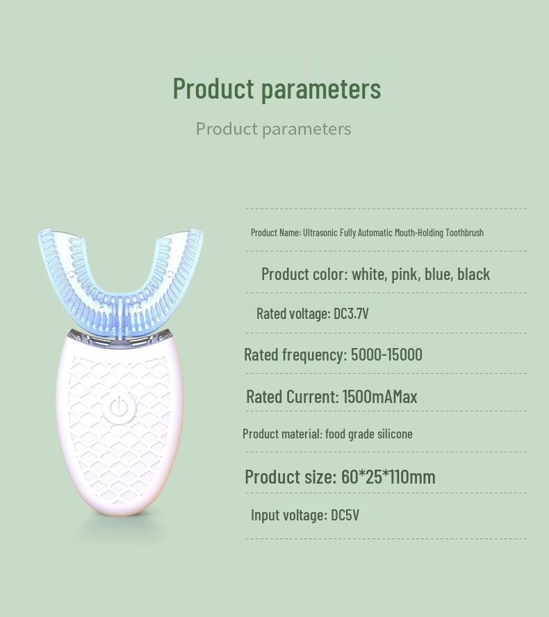 Rechargeable Ultrasonic U-shaped Whitening Toothbrush for Lazy People