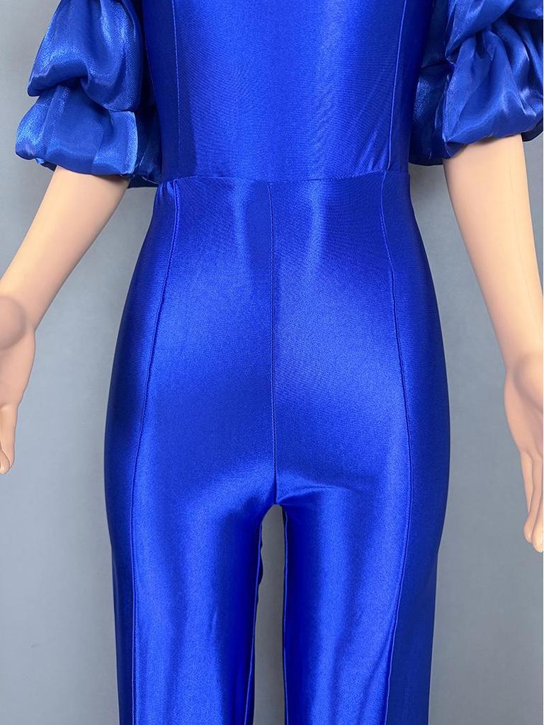 Женский комбинезон с одним плечом и многослойным рукавом, вечернее платье 5813