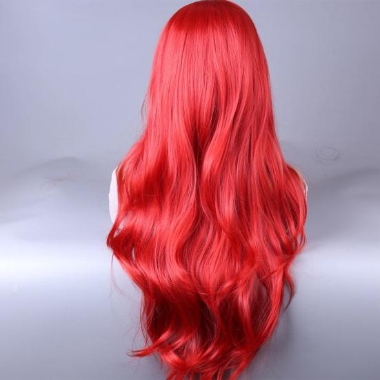 Женский длинный вьющийся парик, средняя часть, естественный вид, термостойкое высокотемпературное волокно, черные, красные, белые волнистые синтетические волосы