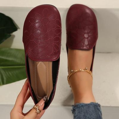 Женские осенние мокасины 2024 года, повседневные туфли с круглым носком и цветами, женские туфли на плоской подошве из искусственной кожи, туфли-лоферы без застежек на плоской подошве для женщин, Zapatos De Mujer