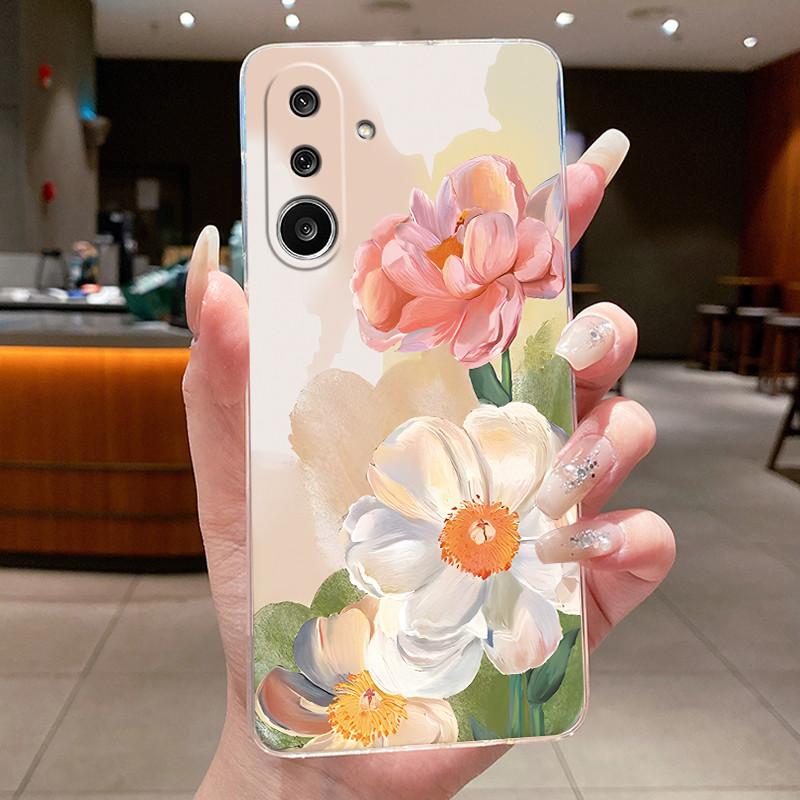 Прозрачный чехол для Samsung Galaxy M56 F56 M16 F16 5G Чехол для телефона Роскошный Модный Цветок Бабочка Прозрачный Мягкий ТПУ Силиконовый Чехол