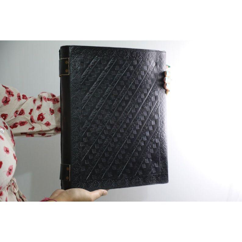 Журнал из толстой кожи, большой, 400 страниц, черный пентакль, гримуар, книга теней, кожаный блокнот, пустая книга ручной работы, альбом для рисования