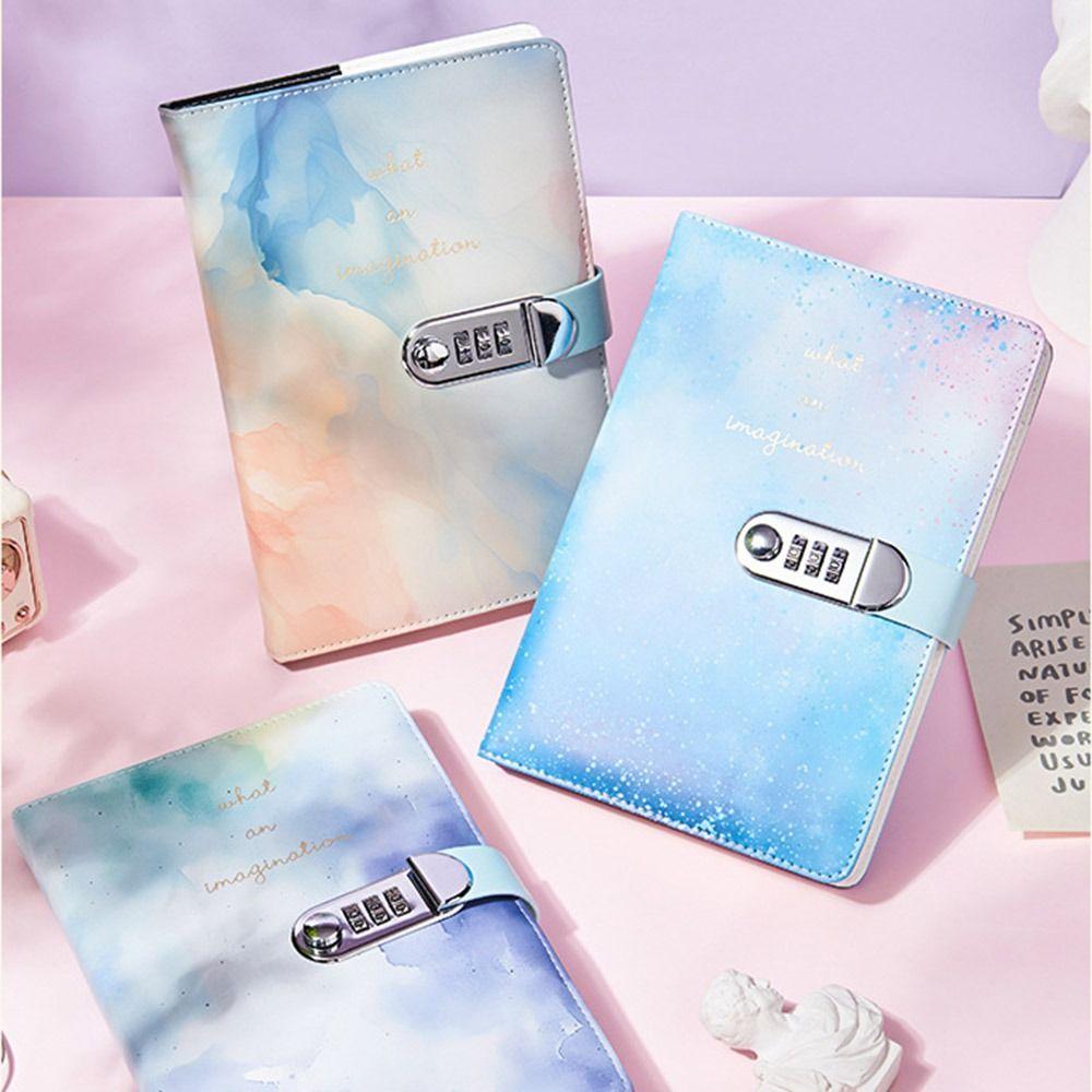 240 Pages A5 Journal Notebook Thickened PU Leather Password Book with Lock Waterproof Protecting Secrets Student Notepad Student
