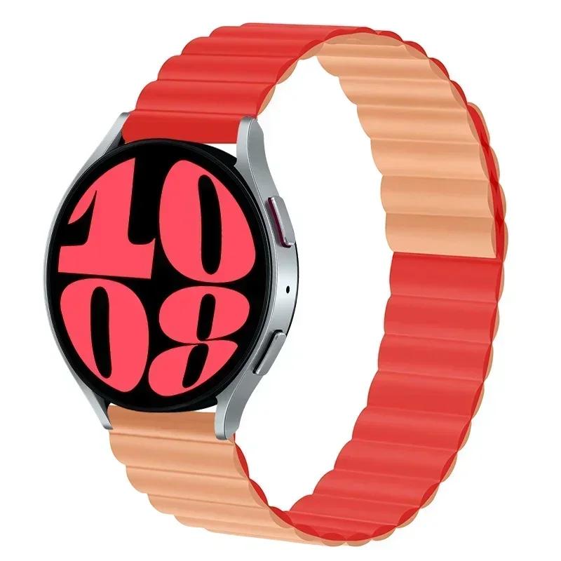 Силиконовый ремешок 20 мм 22 мм для часов Samsung Galaxy watch 6/4/5 pro/3/active 2 amazfit браслет с магнитной петлей HUAWEI watch GT 2e 3 Band