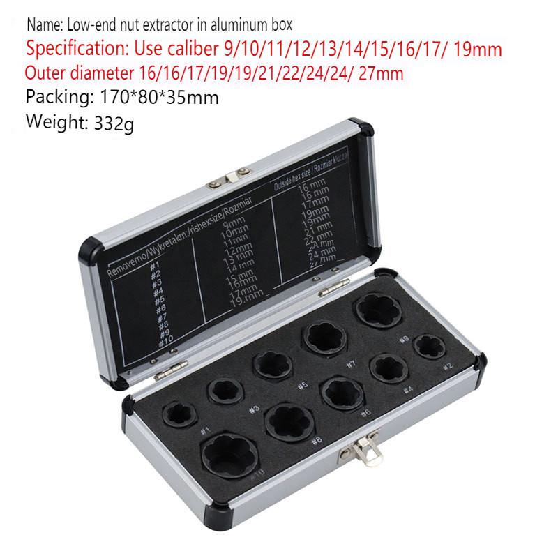 10 Pieces Bolt and Nut Remover Kit, Screw Bolt Extractor Set, Nut Remover Tool with Aluminum Storage Case