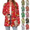 Women's Christmas Printed Lightweight Cardigan Long Sleeved Casual Loose Thin Fit With Pockets Cardigan Jacket