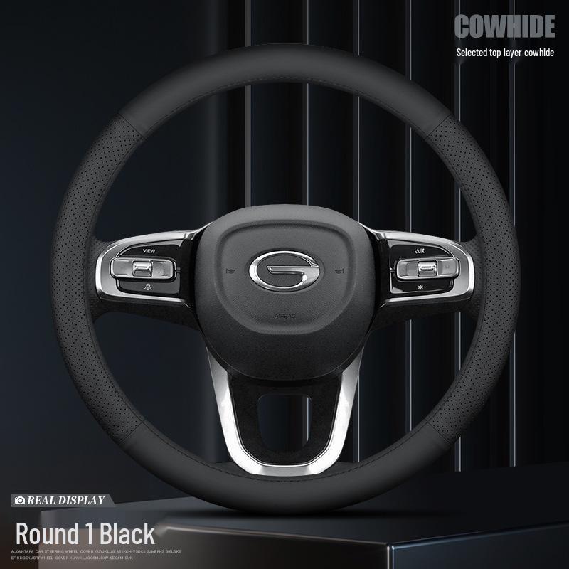 Genuine Leather Steering Wheel Cover for Trumpchi GS4/GS3/GS5/AION V/S/Mei 580/GA4/GA6 - Four Seasons Fit