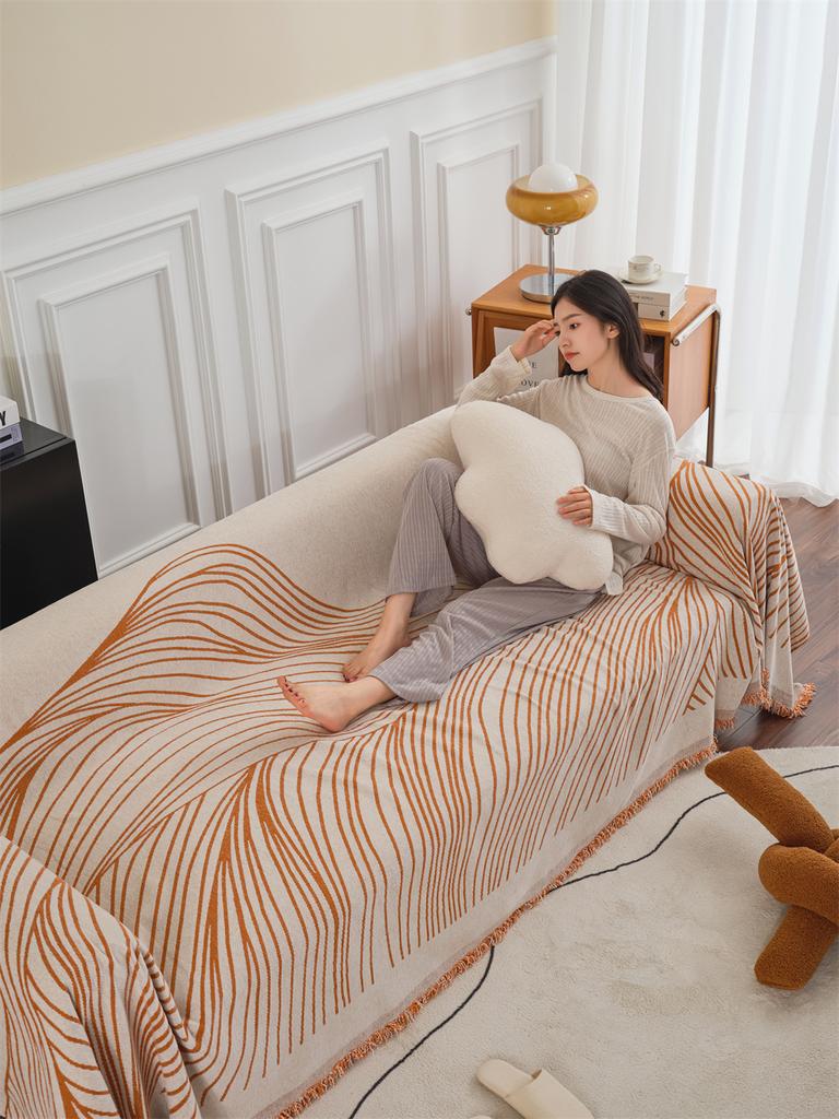 Одеяло из синели для дивана, скандинавское, простая полосатая нить, защитный чехол для дивана, покрывало, гобелен для отдыха, одеяло для пикника