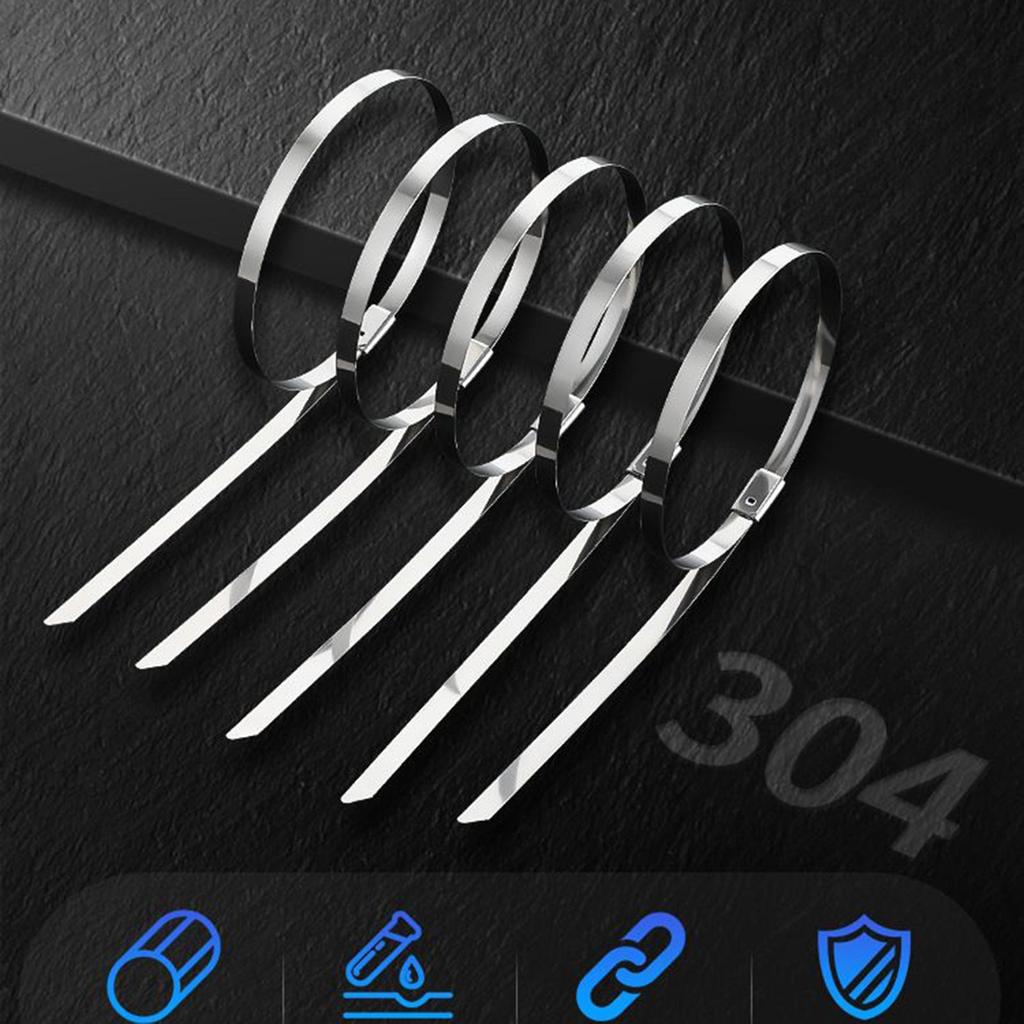 Metal Zip Ties 100 Pieces Stainless Heavy Duty Zip Ties Electrical Cord Management for Agricultural Patio Lawn Garden Roofing