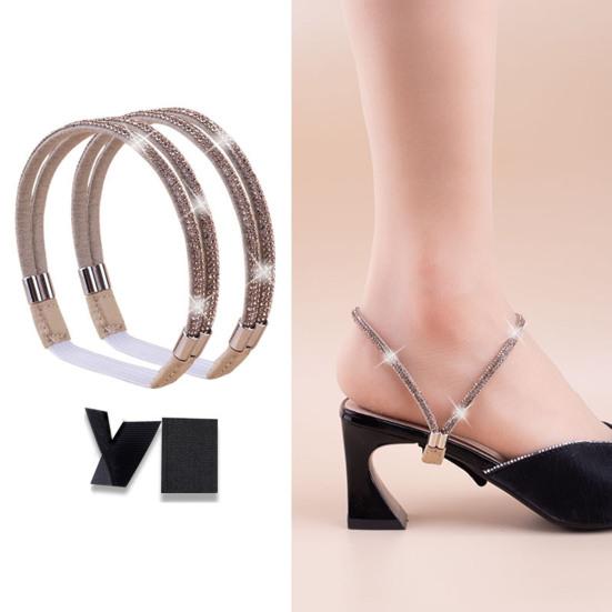 2 шт. эластичные ремешки для обуви на высоком каблуке, нерасстегивающиеся ремешки, съемные ремни для обуви со стразами для сандалий, свободные туфли без застежек, аксессуары для самостоятельного изготовления