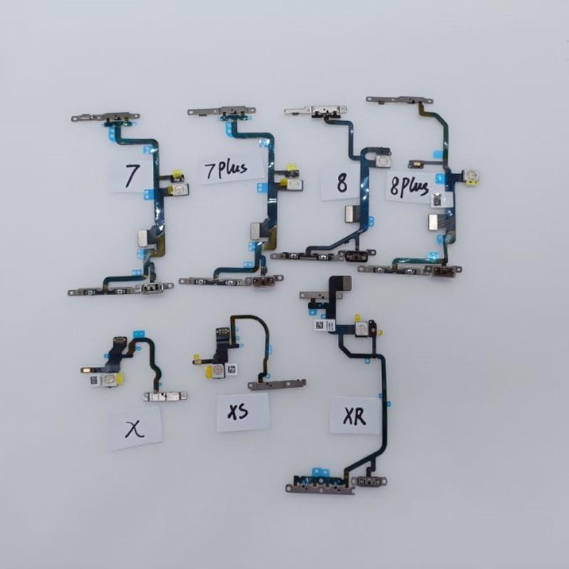 AliSunny 10pcs Power Volume Flex Cable for iPhone 8 Plus 8G 8P X XS 11 12 Light Flash On Off Switch Control Metal Bracket Part