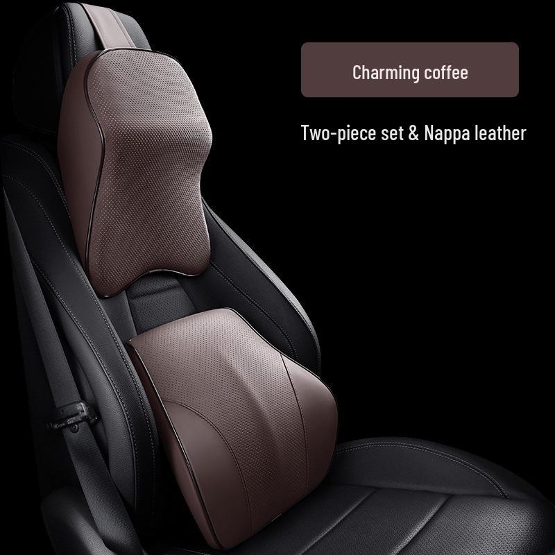 Универсальная подушка-подголовник и поддержка спины из пены с эффектом памяти для автомобиля - Полная кожа, Комфорт в любое время года