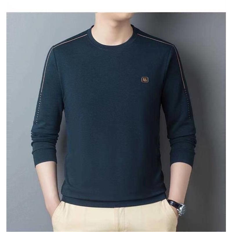 Осенняя новая футболка с длинными рукавами, мужской свитер с круглым вырезом и принтом для молодежи и среднего возраста