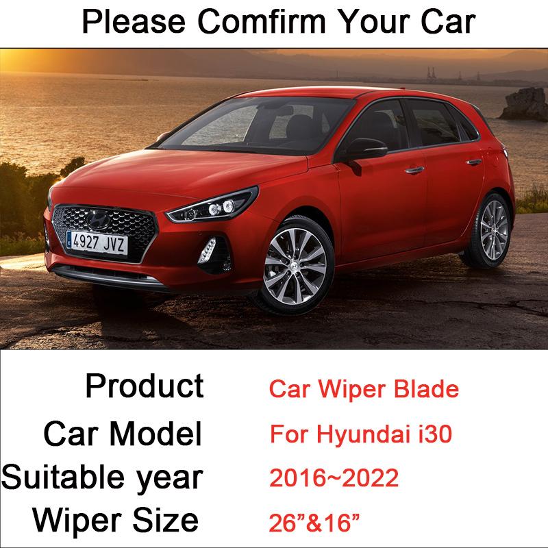 Car Front Windshield Wiper Blades for Hyundai i30 2016 2017 2018 Frameless Rubber Snow Scraping Accessories