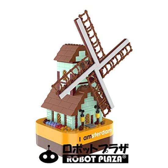 ROBOT PLAZA Музыкальная шкатулка Строительные блоки, 425 деталей, Образовательная игрушка для детей, Подарок на день рождения (Ветряная мельница)