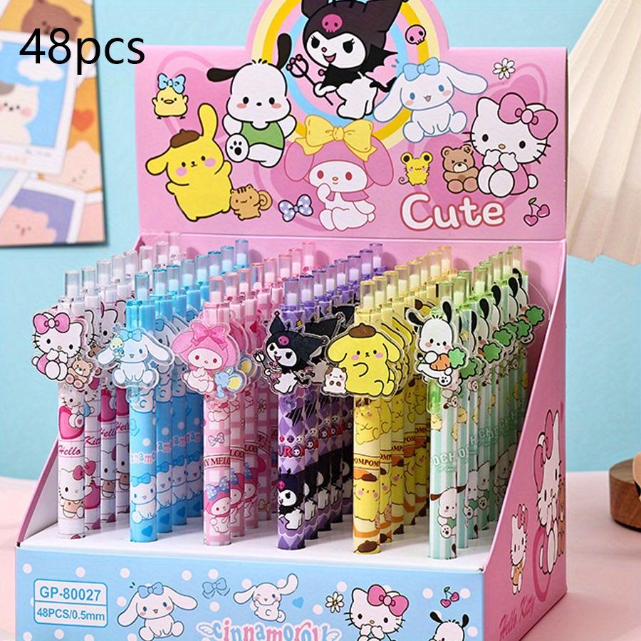 48 шт. 0,5 мм Sanrio Cinnamoroll HelloKitty My Melody Kuromi акриловая нашивка нажимная ручка мультяшная высококачественная нейтральная ручка нажимная ручка для подписи черная Назад к