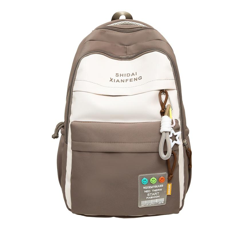 Студенческая школьная сумка большой емкости, женский рюкзак, однотонная лоскутная дорожная сумка