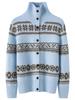 Жаккардовый кашемировый кардиган Осень/Зима 2026: Женская базовая термофутболка с воротником, нежный стиль, свободный крой, теплая верхняя одежда
