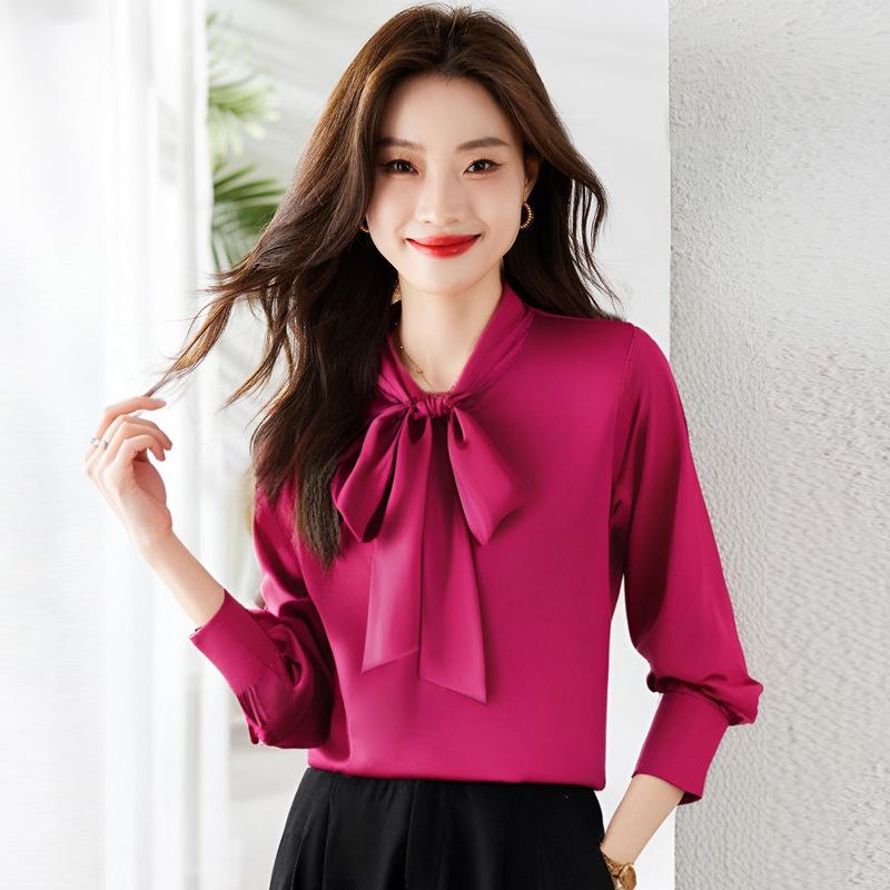 Осенняя шифоновая белая рубашка с бантом для женщин, новая модная рубашка, профессиональный роскошный топ