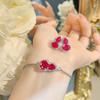 Серьги-гвоздики из тыквы с красным корундом премиум-класса, серьги с бриллиантами из высокоуглеродистого сплава, легкий роскошный браслет Fulu с красным бриллиантом, комплект ювелирных изделий для женщин
