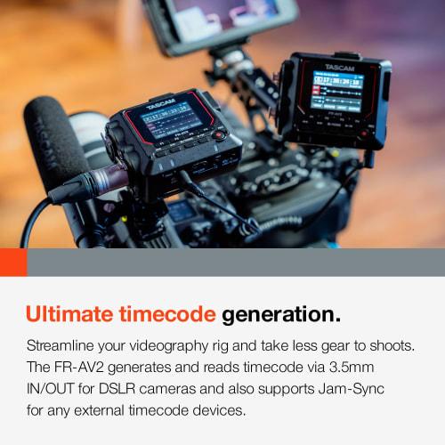 TASCAM FR-AV2 32-bit Float Compatible 2-Channel Portable Field Recorder/Time Code Generator with Dual AD Converter and Time Code Synchronization Audio