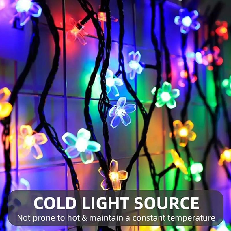 Наружная водонепроницаемая для заднего двора, сада, газона, ограждения, патио, украшение, гирлянда с цветочным узором на солнечной батарее, светодиодная гирлянда