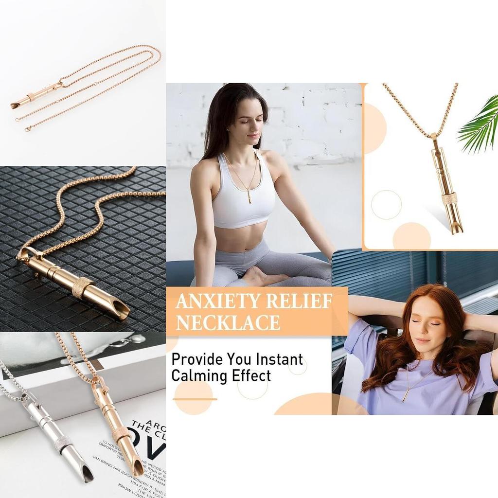 Подвеска для медитации и осознанности из нержавеющей стали, свисток для контроля дыхания, длинное ожерелье
