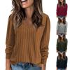 Ayollar Modasi Kundalik V-Boʻyin Uzun Qisma T-Shirt Bir Rangli Pullover Top