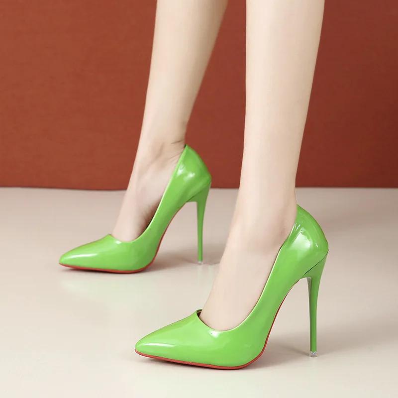 Модные туфли на высоком каблуке 35-45 размера плюс женская обувь на тонкой шпильке 12 см банкетные свадебные туфли сексуальные туфли с острым носком женские праздничные туфли 2024