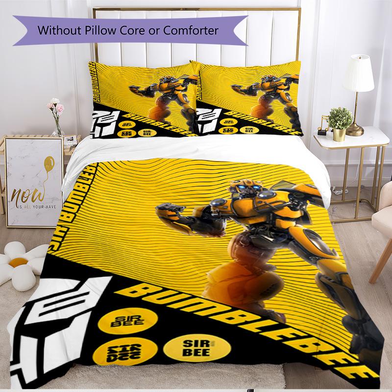 3pcs Duvet Cover Set (1*Duvet Cover + 2*Pillowcase, Without Core), Bumblebee Print Soft All‑Season Bedding Set, Home Bedroom Decor Gift