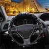 Черная оплетка на руль автомобиля из искусственной кожи 38 см, со стразами, кристаллами, бриллиантами, короной