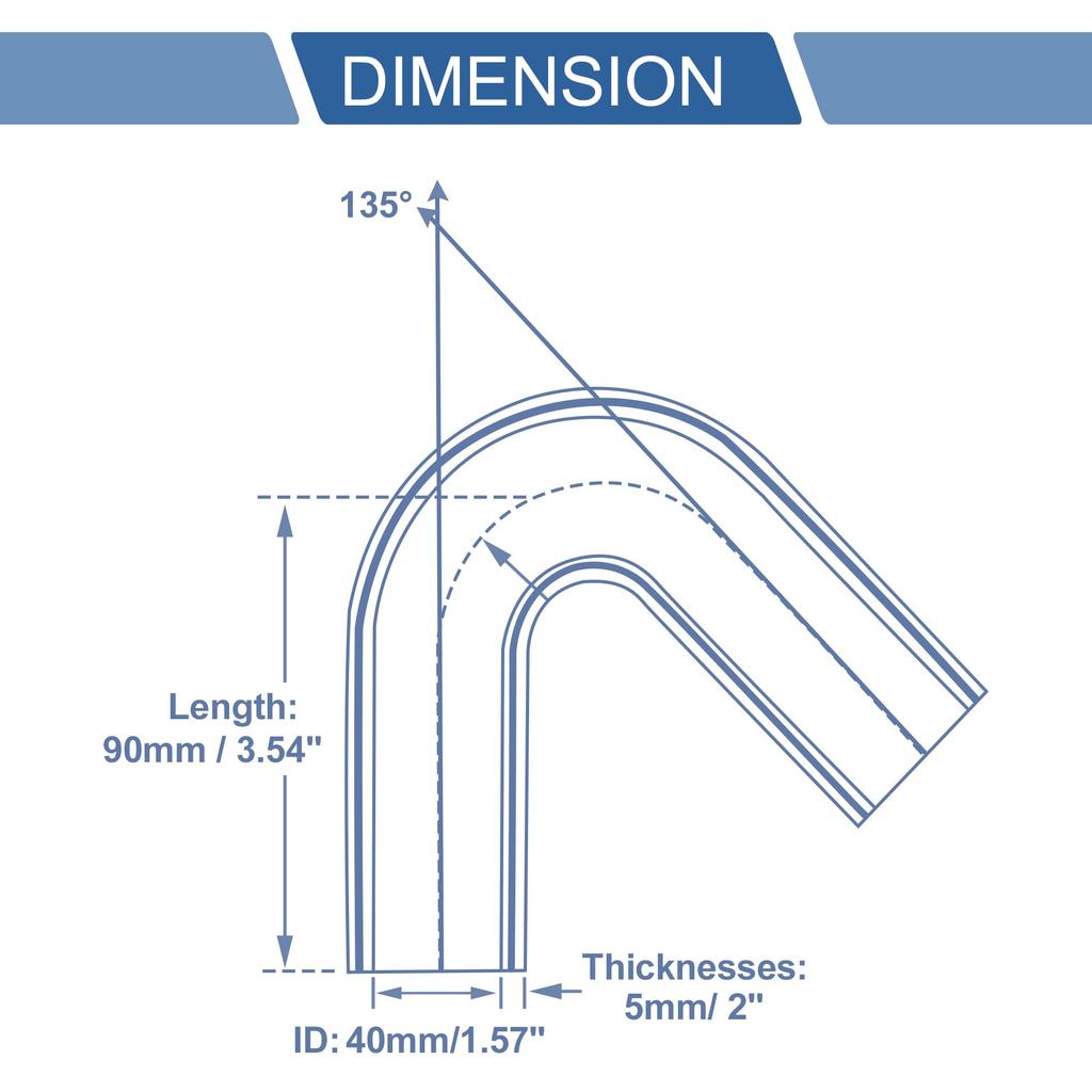 XAUTOHAUX Силиконовый шланг Шланг радиатора Силиконовая трубка Маслостойкий шланг Шланг воздуховода Колено 135° Впускной шланг Воздушный шланг воздухоочистителя Тепло и холод
