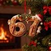 2 Pcs 67 Christmas Ornaments Funny Six Seven Gingerbread Hanging Ornament Acrylic Holiday Tree Decor Gift for Teens Kids Family Friends Coworkers