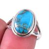 Кольцо из чистого серебра 925 пробы с натуральным бирюзовым медным камнем S.7 M5N41