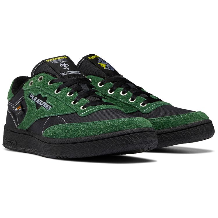 Pleasures x Reebok Club C 85 Pine Green Унисекс Кроссовки Черные GW2644