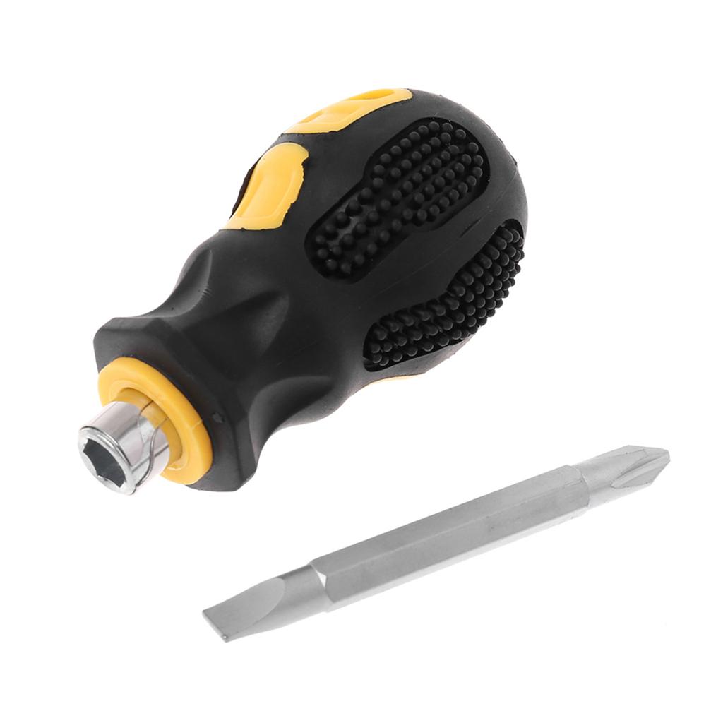 Короткая маленькая карманная магнитная отвертка с плоской головкой для DIY ремонта в труднодоступных местах, профессиональное использование