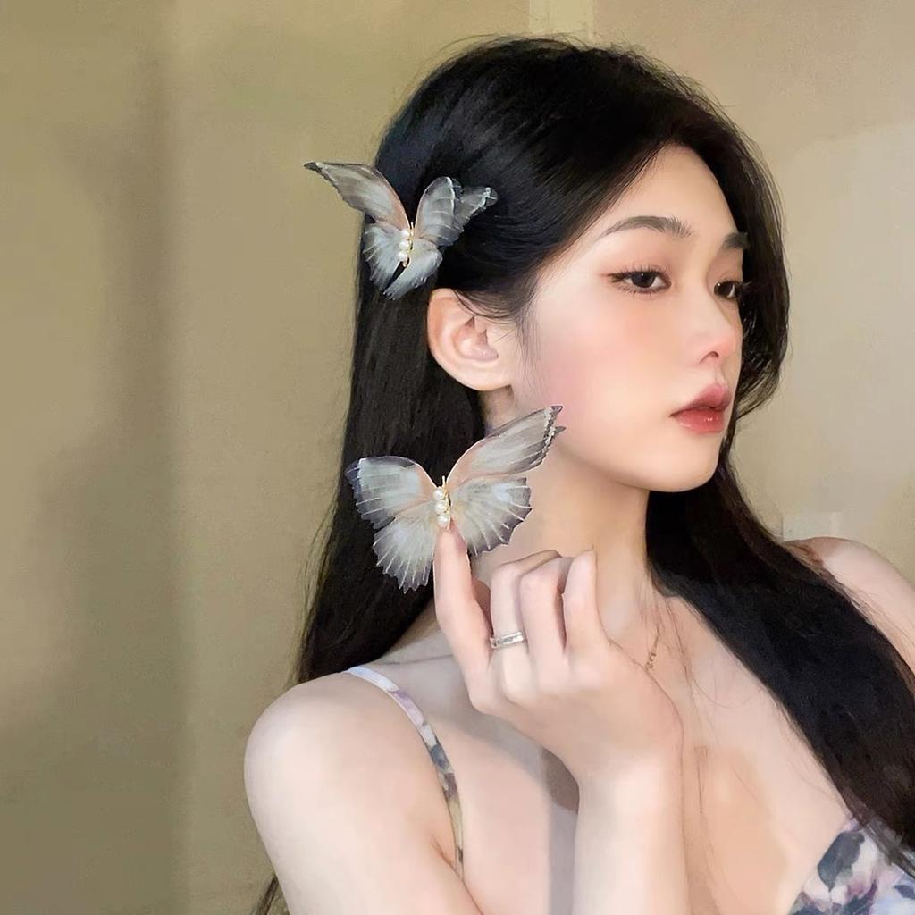 Retro Super Fairy Butterfly Hairpin Female Side Broken Hair Mori Fairy Beauty Hairpin Clip Headgear Hair Accessories Temperament Advanced Sense
