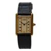 Cartier 82-95 925 Must Tank Vermeil LM Белый циферблат Кварцевые кожаные часы Черный / золото Б/у