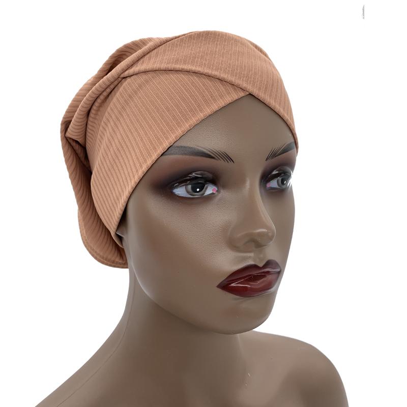 Ribbed Cross Front Under Scarves Muslim Inner Hijab Cap