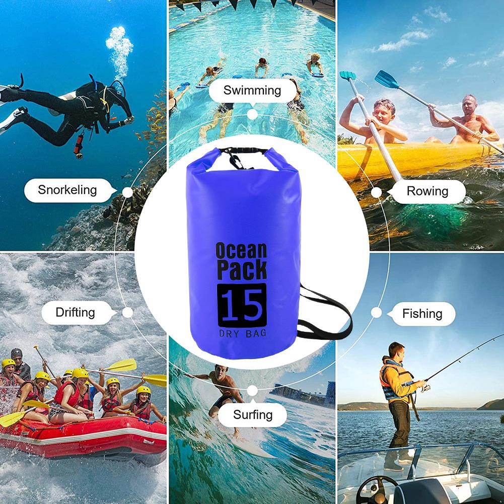 2L 3L 5L 10L 15L Waterproof Dry Bag Swimming Bag Foldable Beach Storage Pack Kayaking Rafting River Trekking Floating Water Sack