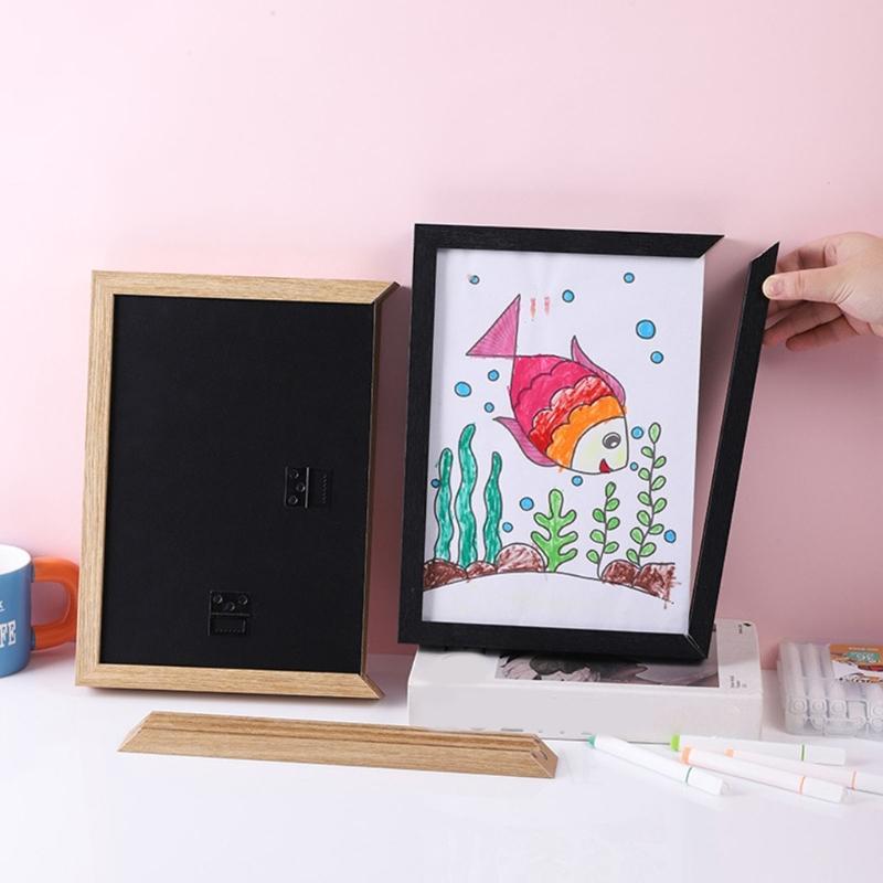 Easy Change Magnetic Closures Photo Frame Solid Wood Picture Storage Frame Memory Display Case For Home Office Decors