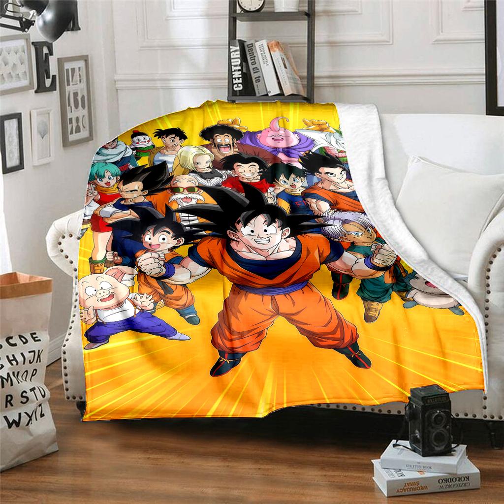 1 шт. Фланелевое одеяло с принтом Сон Гоку, Высокое качество, Для всех сезонов, Декор для дома, Тепло и уют, Идеально для рождественских подарков