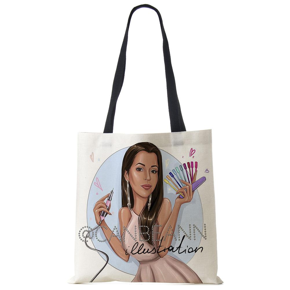 Модная женская сумка-тоут с принтом для девочек, многоразовые сумки для покупок, складные дорожные школьные пляжные сумки