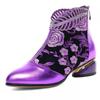 Fashion New Ankle Boots Women's Shoes Leather Boots Embroidery Ethnic Bohemia Zipper Spring Autumn Ladies Botas Botas De Mujer2025