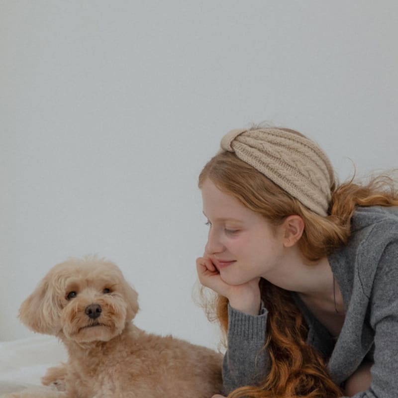 Mellotory 100% кашемировая кабельная повязка для волос (бежевый)