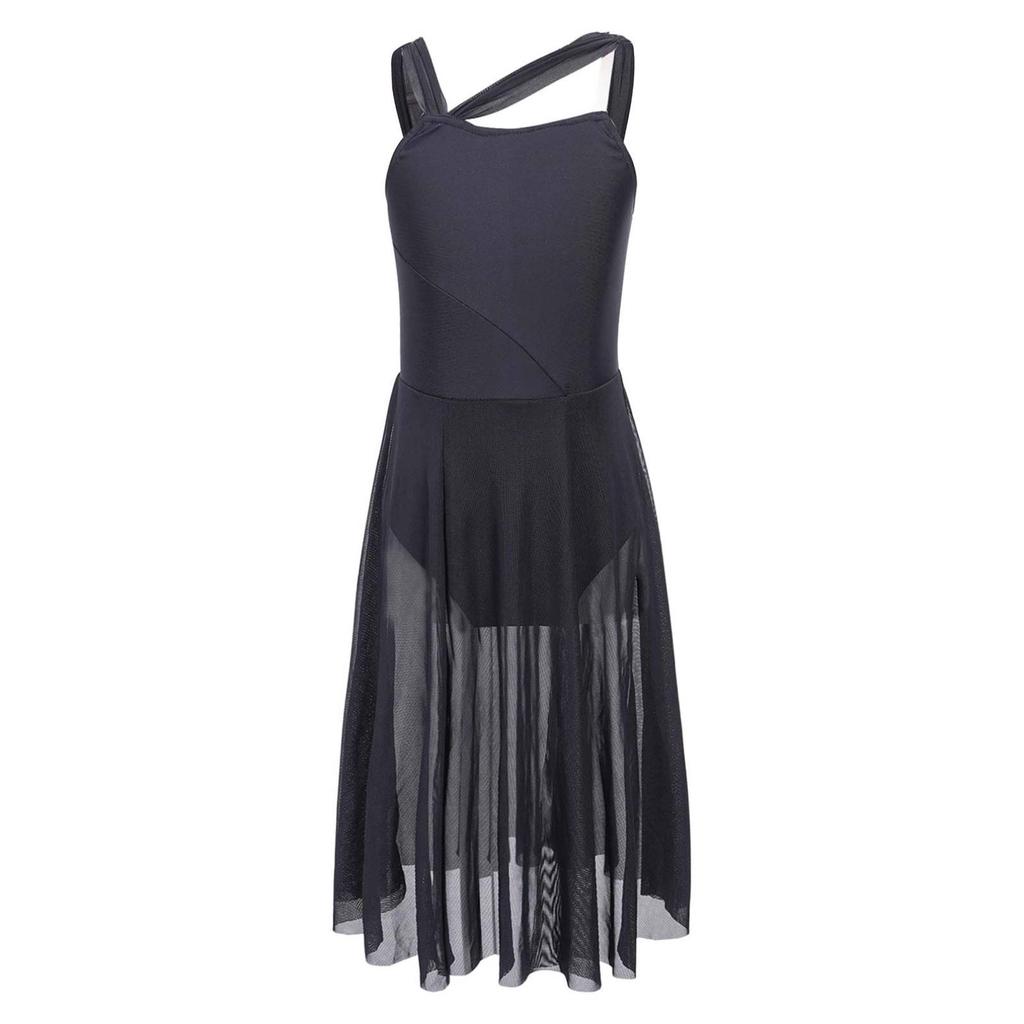 Лирическое танцевальное платье без рукавов с вырезом сзади для девочек, современные костюмы, одежда для балета, бальные платья