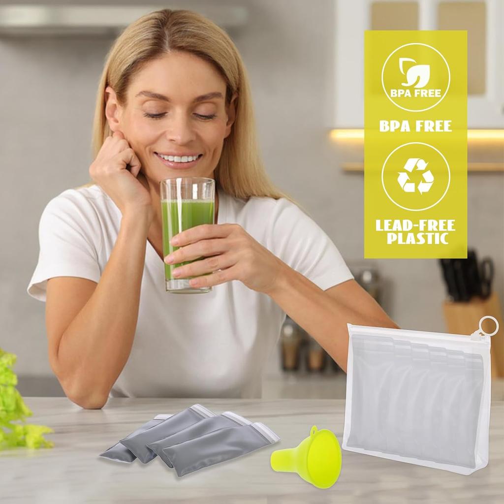 Набор контейнеров для протеинового порошка в одноразовых порциях, 28 шт. - Многоразовые контейнеры для пищевых добавок в порошке - 20 пакетиков для одноразовых порций и 4 больших контейнера для путешествий