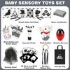 Joyreal Baby Sensory Toys, 13 Pcs Black and White Sensory Toys 0-6 Months, Foil Blanket, Sensory Cards, Baby Rattles, Ribbon Ring, Scarf, Maracas, Ne