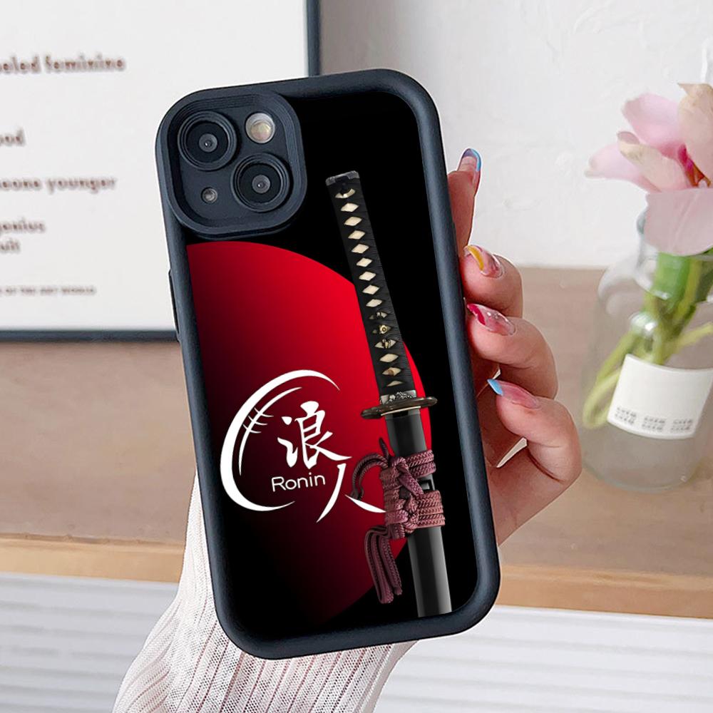 Чехол для телефона Katana Samurai Ronin Sakura для iPhone 17 16 15 14 13 12 11 Air Pro Max Plus Утолщенный ТПУ Цветной Чехол Роскошный Чехол