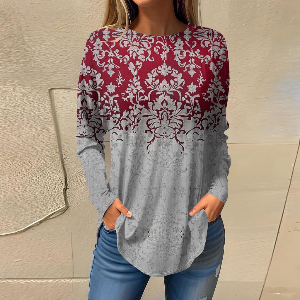 Футболки для женщин, осенние повседневные рубашки с длинным рукавом, толстовка, винтажный топ с графическим принтом, пуловер